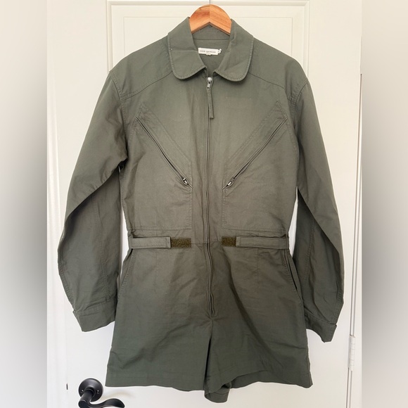 Good American Flight Romper Olive Green Utility Jumpsuit Khaki Zip Workwear S - Picture 2 of 12